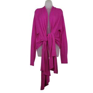 Oh MG! Front Tie Cardigan Sweater Pink XL Women's Versatile Lightweight Layering